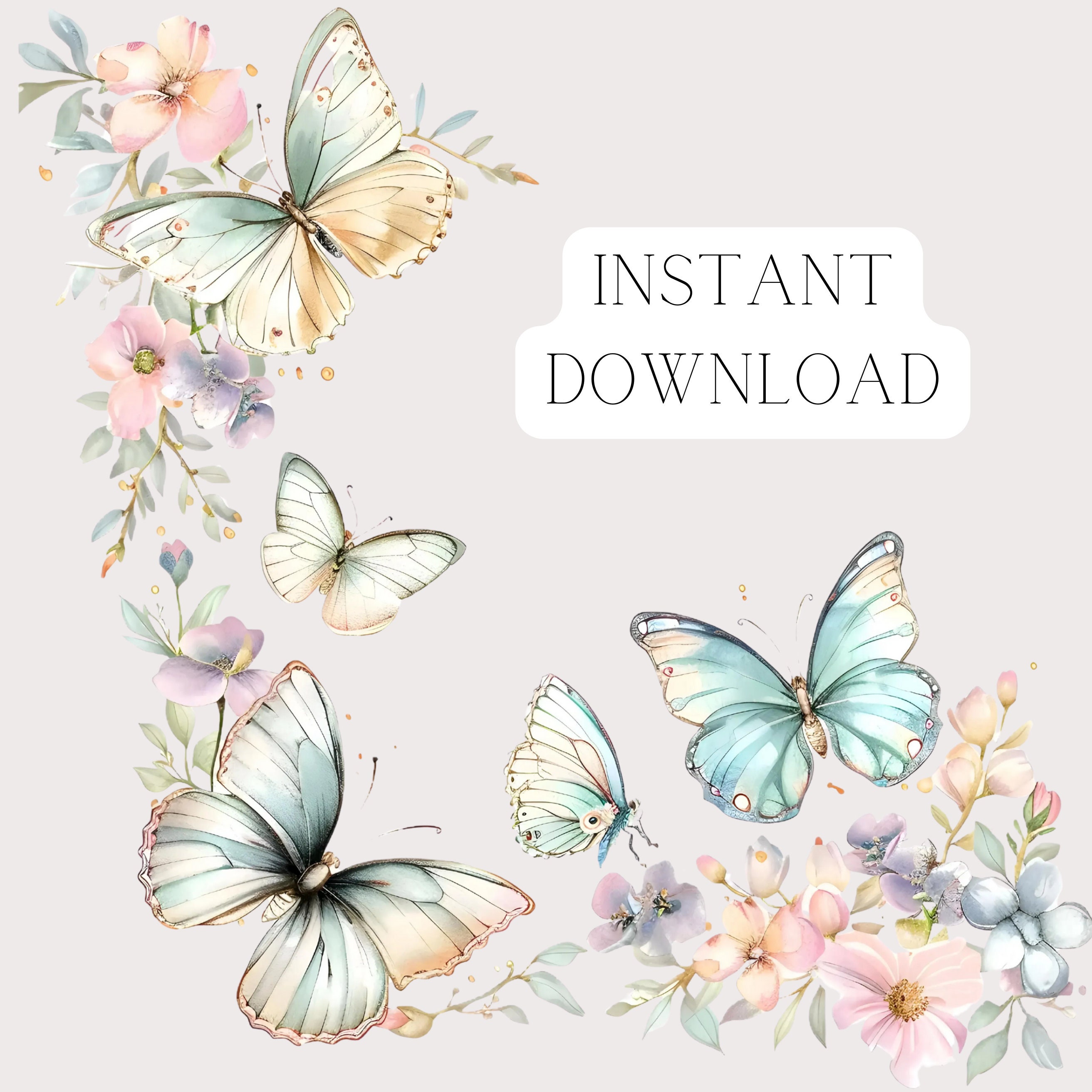 Vibrant Watercolor Butterfly Border Clipart: High-resolution Digital ...