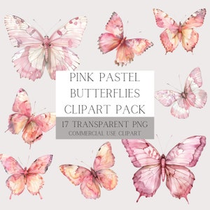 Lebendiges Pink Schmetterling Clipart Pack: Hochwertige PNG-Bilder zum sofortigen digitalen Download
