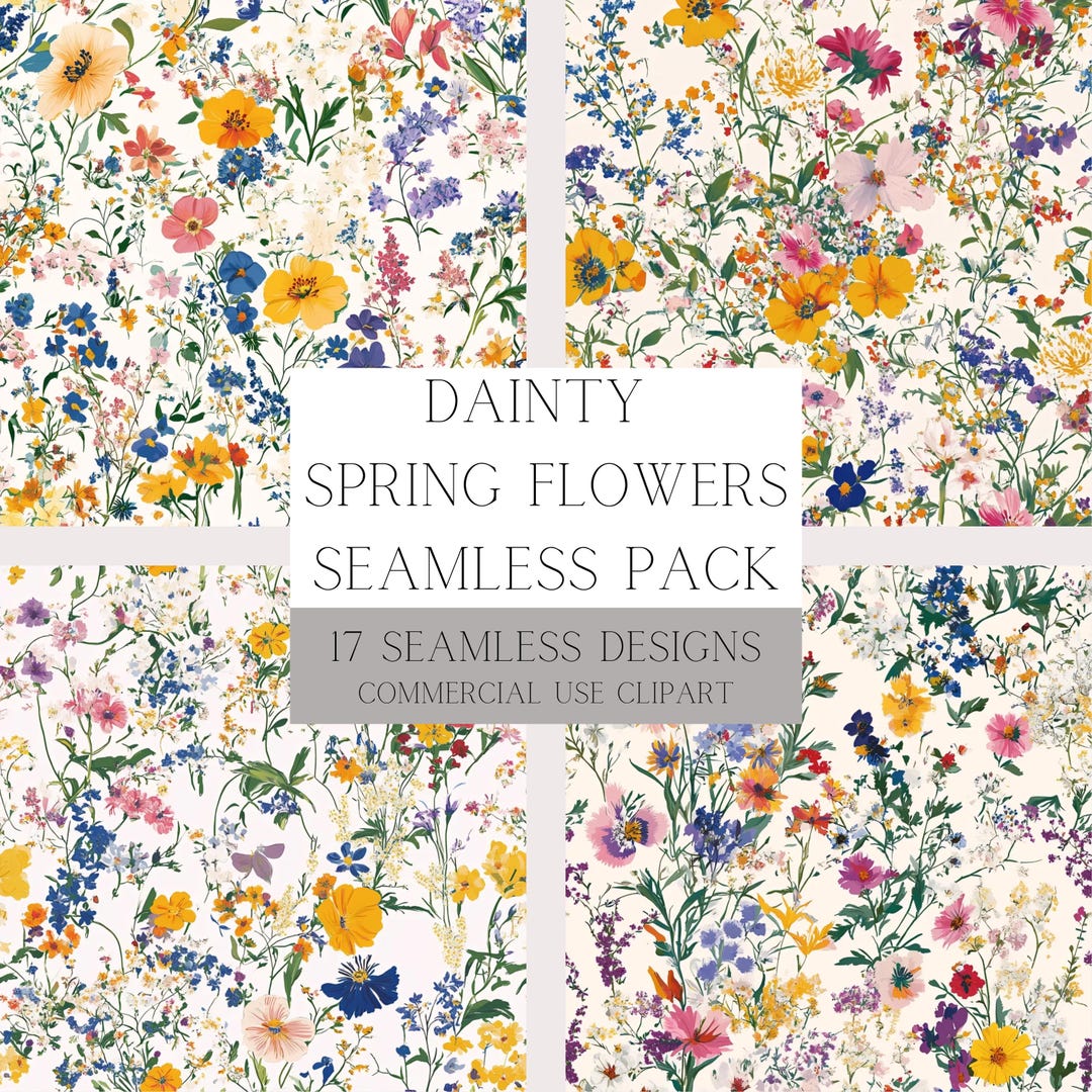 Delicate Spring Floral Digital Paper: Pastel Seamless Patterns for ...