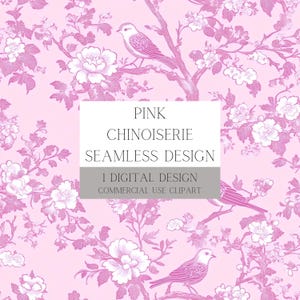 Elegante roze naadloze chinoiserie-patroon digitale download voor kunstnijverheid, decoratie en ontwerpen