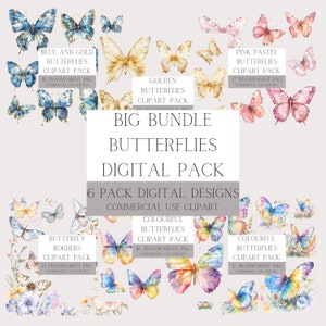 Lebendige Schmetterling Clipart Bundle: Hochwertige PNG Grafiken zum sofortigen Download & kreative Projekte
