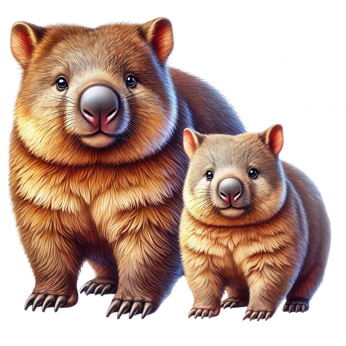 Wombat Bitmap Watercolor Wombat Clipart Bundle: Adorable Wildlife Art (PNG/JPG ...