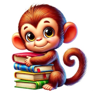 Cute Monkey Clipart | 13 High-Quality JPGs | Adorable Monkey Clipart Bundle | Nursery Art | Jungle Animal Art | Printables | Commercial Use