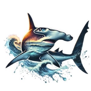 Hammerhead Shark Clipart | 12 High-Quality PNGs | Majestic Hammerhead Shark Bundle | Aquatic Art | Ocean Art | Printable | Commercial Use