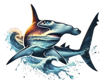 Requin-marteau des cliparts | Art aquatique océan, 12 PNG (téléchargement numérique)