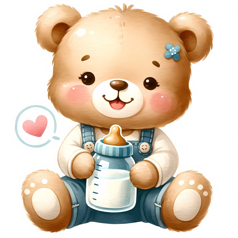 Teddy Bear With Baby Bottle Clipart 15 High-quality Jpgs Baby Shower