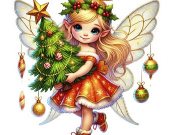 Christmas Fairy Clipart: Holiday Decor Designs (Digital Download)