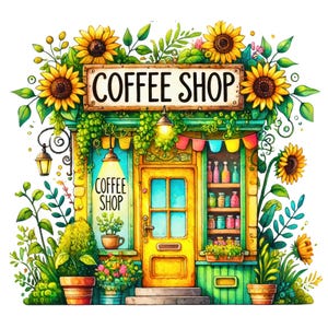 12 JPG/PNG, Coffee Shop Clipart | Junk Journaling | Scrapbooking | Card Making | Digital Download | Fantasy | Whimsical | Commercial Use