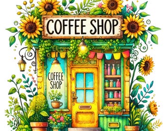 Whimsical Coffee Shop Clipart: Junk Journal & Scrapbook Designs (Digital Download)