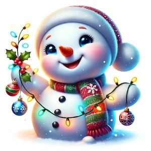 Niedliche Schneemann Clipart | 12 hochwertige JPGs | Festliches Weihnachten Schneemann Clipart Bundle | Urlaub Dekor | Drucksachen | Kommerzielle Nutzung