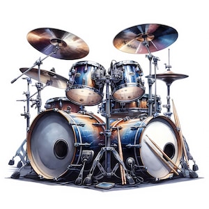 Drum Clipart - 10 JPG di alta qualità - Pacchetto Drum Set Clipart - Arte murale - Arte musicale - Artigianato di carta - Materiali stampabili - Uso commerciale