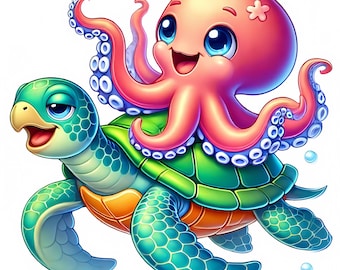Octopus Clipart | JPGs, Underwater Art (Digital Download