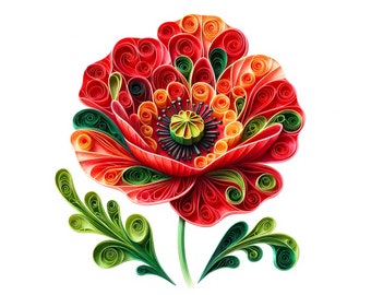 Quilling Flower Clipart - 12 High-Quality JPGs - Colorful Quilling Flowers Bundle - Card Making, Wall Art, Papercrafts, Digital Prints
