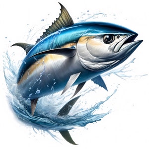 Clipart di tonno / 10 JPG di alta qualità / Pacchetto di clipart di tonno stravagante / Arte murale / Arte della vita marina / Materiali stampabili / Uso commerciale