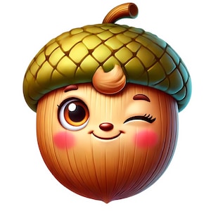 Clipart de bellota adorable / 12 archivos JPG de alta calidad / Paquete de imágenes de bellota adorables / Arte mural para guardería / Arte otoñal / Imprimibles / Uso comercial
