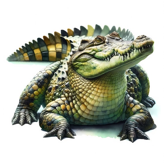 Crocodile Clipart Bundle – Reptile Digital Prints (Commercial Use) Set of 11 JPGs