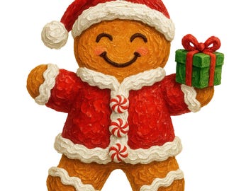 Conjunto de imágenes prediseñadas de hombre de jengibre pintado a mano / Galletas navideñas PNG (descarga digital) Juego de 15