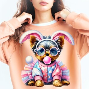 Yorkie Png, joyeuses Pâques PNG, chien drôle Png, rétro lapin de Pâques Png, jolies lunettes de soleil Yorkie de Pâques, vacances de Pâques, conception par sublimation
