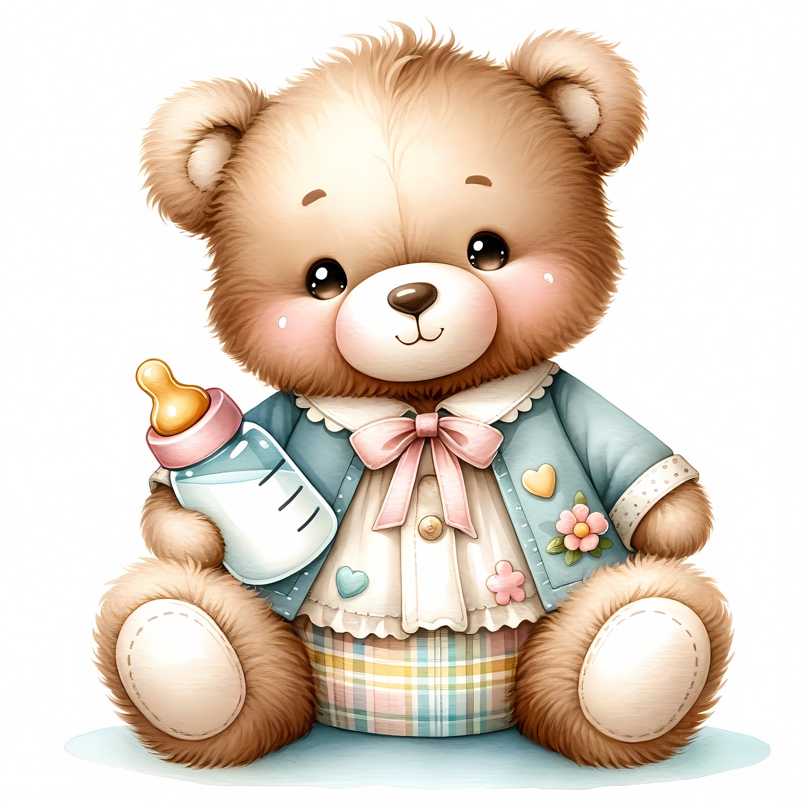 Teddy Bear With Baby Bottle Clipart 15 High-quality Jpgs Baby Shower