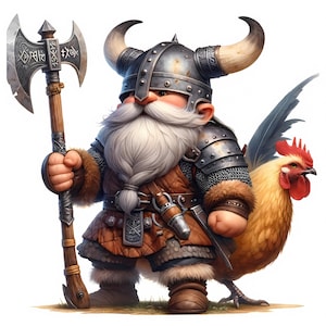 Clipart gnome viking | 13 fichiers JPG de haute qualité | Lot de cliparts guerrier gnome | Art mural | Gnome médiéval | Décoration scandinave | Utilisation commerciale