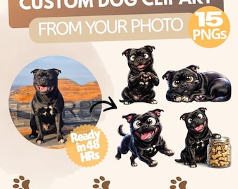 Custom Dog Clipart from Photo, Personalized Pet PNG, Funny Adorable Cartoon Dogs, Pet Memorial
