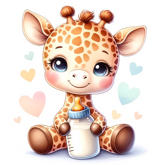 Baby Giraffe Clipart – Cute Nursery Decor, Commercial License (Digital Download)