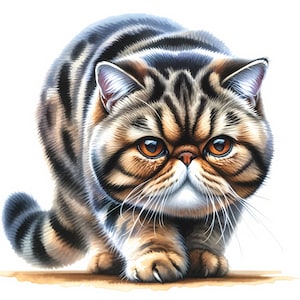 Exotic Shorthair Cat Clipart - 10 High Quality JPGs - Digital Download - Card Making, Clip Art, Digital Paper Craft, Commercial License
