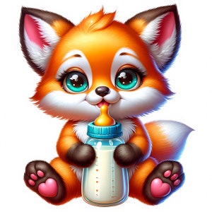Clipart di Baby Fox / 12 JPG di alta qualità / Pacchetto di Clipart di Baby Fox / Decorazioni per la cameretta dei bambini / Baby Shower / Materiali stampabili / Uso commerciale