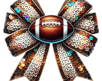 Football Bow Clipart: Coquette Football Graphics (Digital Download, 10 PNG/JPG)