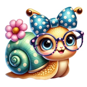Clipart escargot mignon | 12 modèles de haute qualité | Adorable lot de cliparts escargots | Décoration murale | Escargot de dessin animé | Décoration de chambre d'enfant | Imprimables