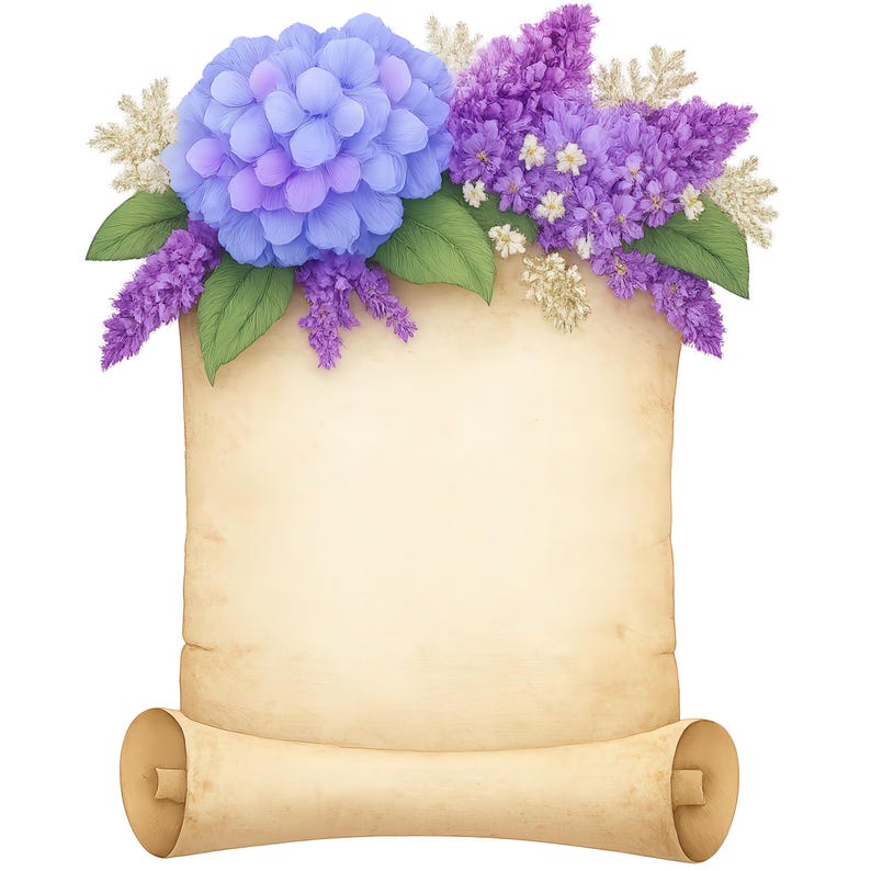 Floral Scroll Clipart, Vintage Paper Graphics (digital Download) 12 PNG ...