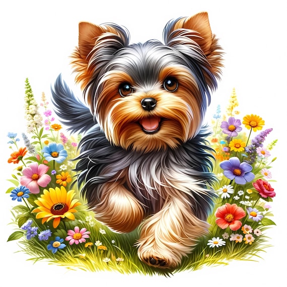 Yorkie Watercolor Clipart: Adorable Yorkshire Terrier Art (Digital Download, Commercial Use) 10 JPG