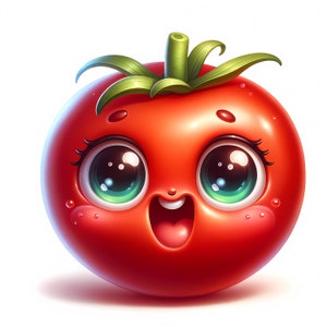 Cute Tomato Clipart Bundle - 12 High-Quality JPGs - Adorable Tomato - Nursery Decor - Vegetable Art - Printables - Commercial Use
