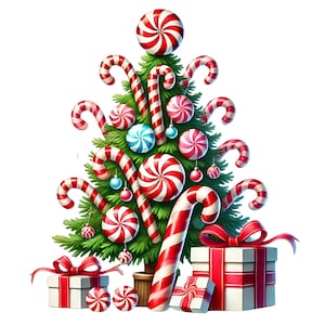 Clipart de árbol de Navidad / 12 archivos JPG de alta calidad / Paquete de imágenes de árbol de Navidad festivo / Arte festivo / Creación de tarjetas / Uso comercial