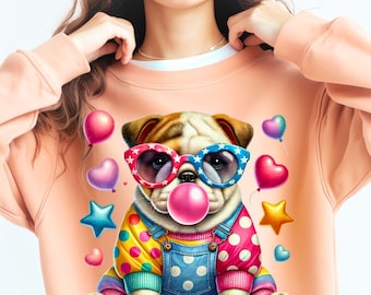 Kokette Bulldogge PNG: Lustiges Hunde Liebhaber T-Shirt Design (Digitaler Download)