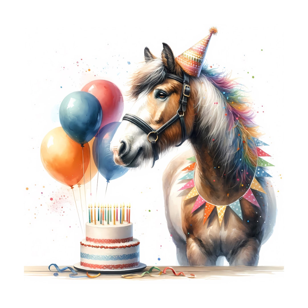 Horse Birthday Clipart 10 Highquality Jpgs Birthday Horse Clipart Bundle Card Making