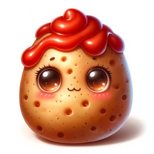 Paquete de imágenes prediseñadas de papas adorables: 13 archivos JPG de alta calidad. Papas encantadoras, papas kawaii, arte culinario adorable, imprimibles, uso comercial.