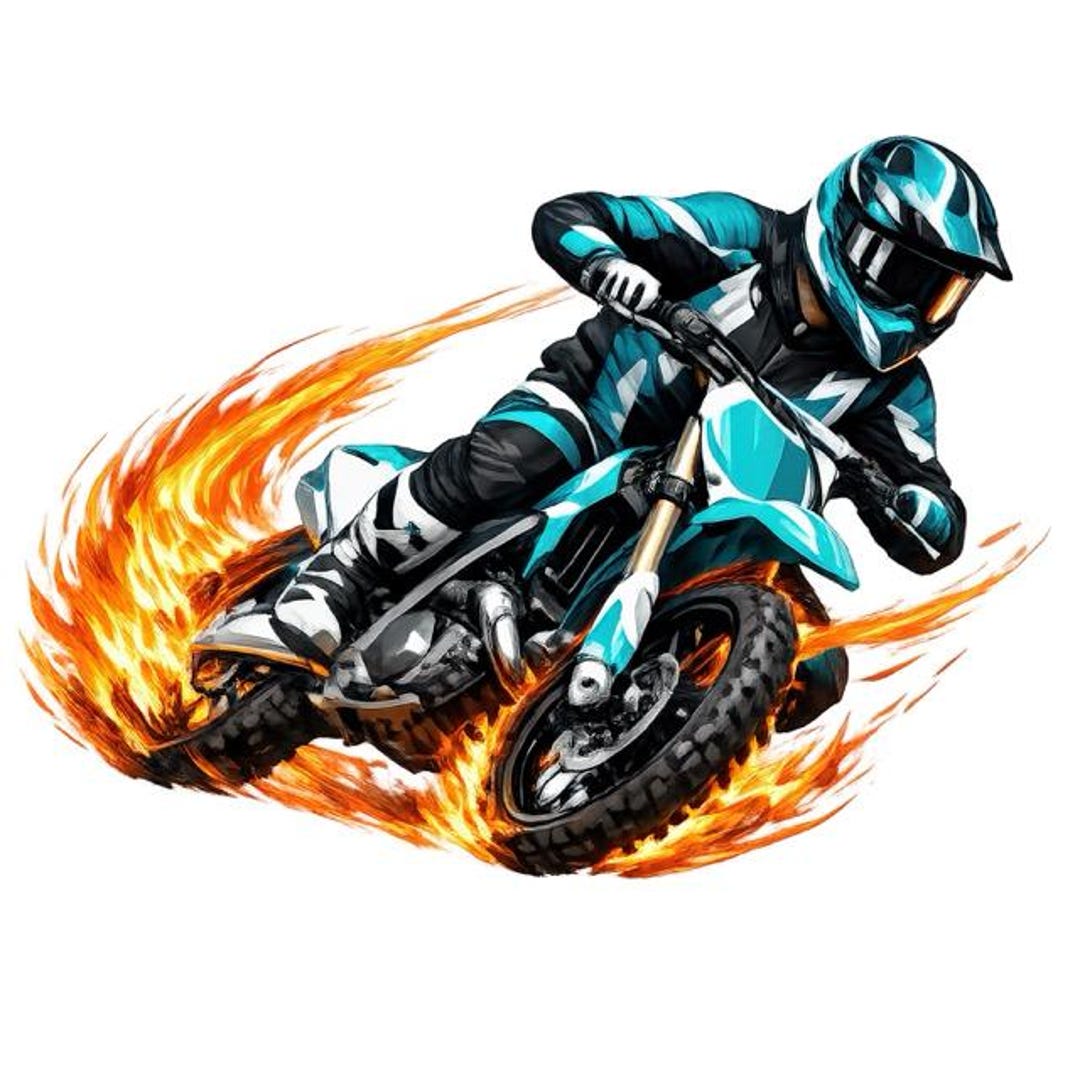 Counterflowing Rider Graphics Motocross Clipart: Dirt Bike Rider Graphics, off Road Bike, Digital ...