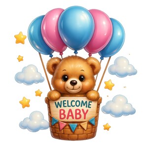 Teddy Bear baby Shower Clipart, 15 High-Quality PNGs, Welcome Baby Teddies Bundle, Welcome Baby Invitation, Nursery Decor, Commercial Use
