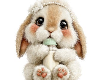Baby Bunny Clipart: Newborn Graphics, Baby Shower, Nursery Decor (Digital Download) 15 PNG