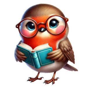 Lindo petirrojo / 12 imágenes JPG de alta calidad / Adorable petirrojo / Decoración infantil / Arte con aves / Imprimibles / Uso comercial