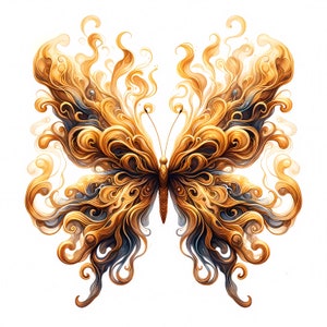 Smoke Gold Schmetterling Clipart | 12 hochwertige JPGs | Schmetterling Clipart Bundle | Abstrakte Kunst | Insekten Kunst | Kommerzielle Nutzung