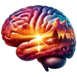 Brain & Landscape Clipart: Double Exposure Art (digital Download ...