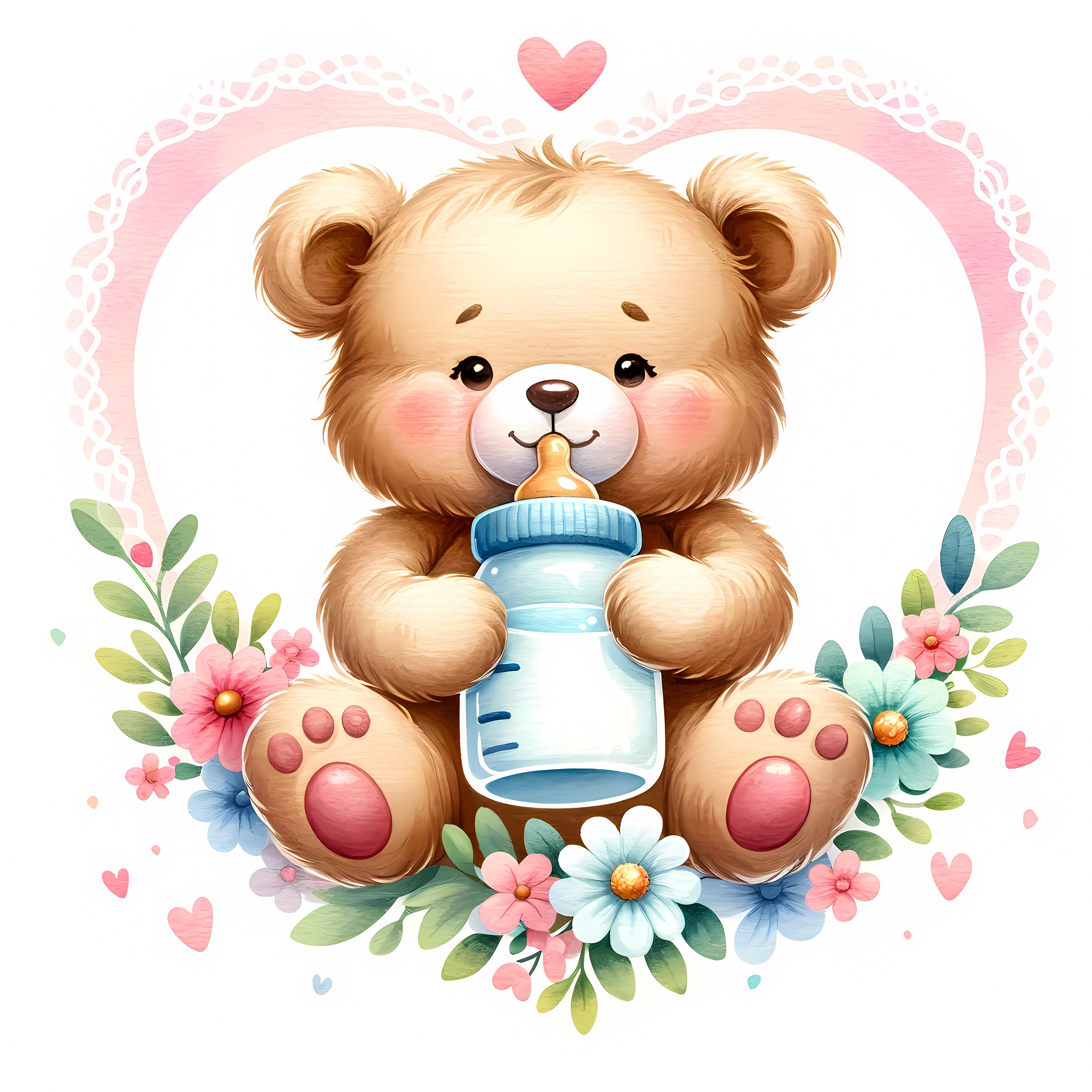 Teddy Bear With Baby Bottle Clipart 15 High-quality Jpgs Baby Shower