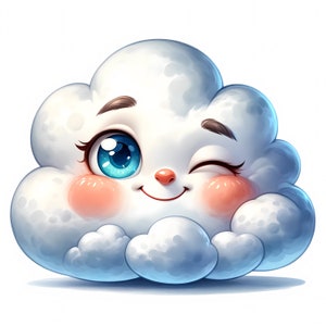 Clipart nuage mignon | 12 fichiers JPG de haute qualité | Charmant lot de cliparts nuage mignon | Décoration de chambre d'enfant | Art mural pour enfants | Imprimables | Utilisation commerciale