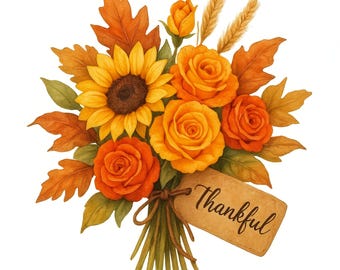 Fall Flowers Bouquet Clipart: Thanksgiving Bouquet (Digital Download)