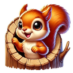 Imágenes prediseñadas de ardilla adorable / 12 archivos JPG de alta calidad / Paquete de imágenes de ardillas adorables / Arte mural / Arte animal adorable / Imprimibles / Uso comercial