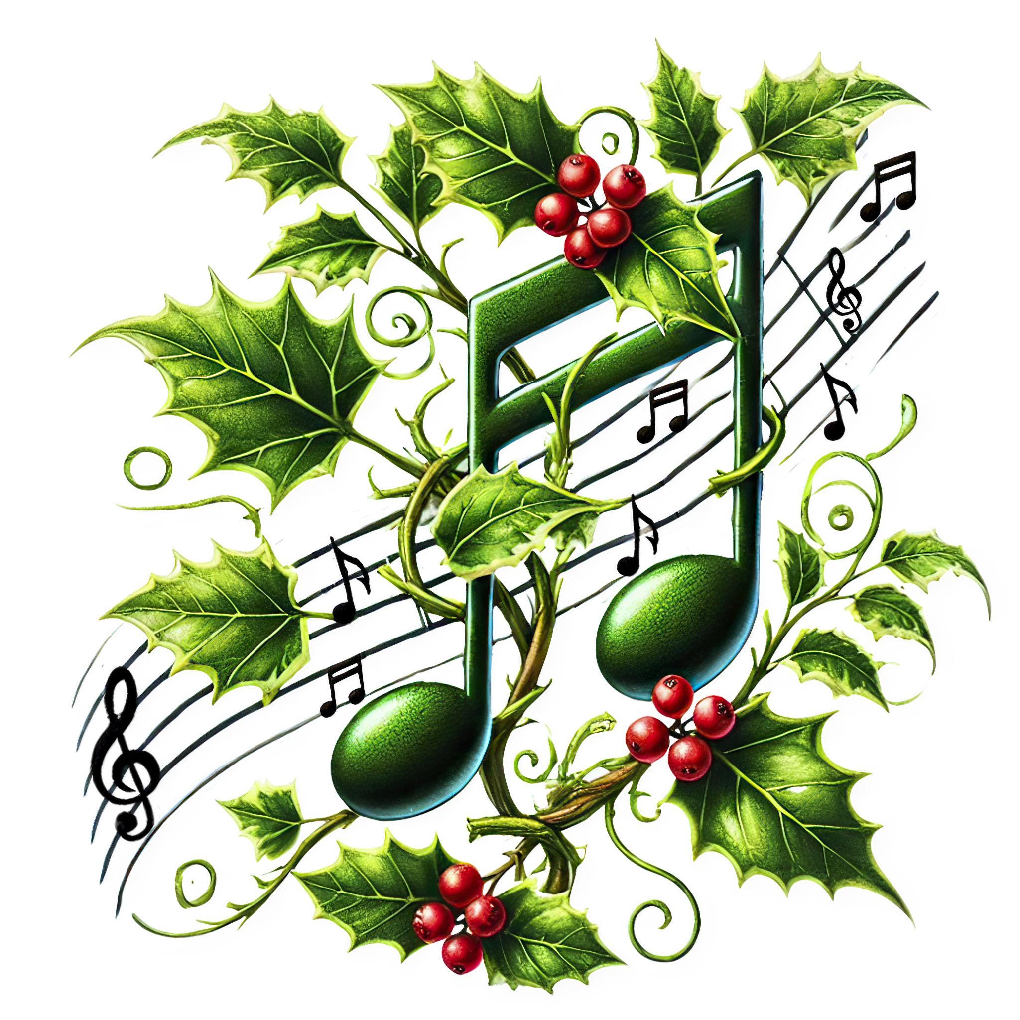 12 Festive Music Note Clipart: Holiday Musical Art PNG (digital ...