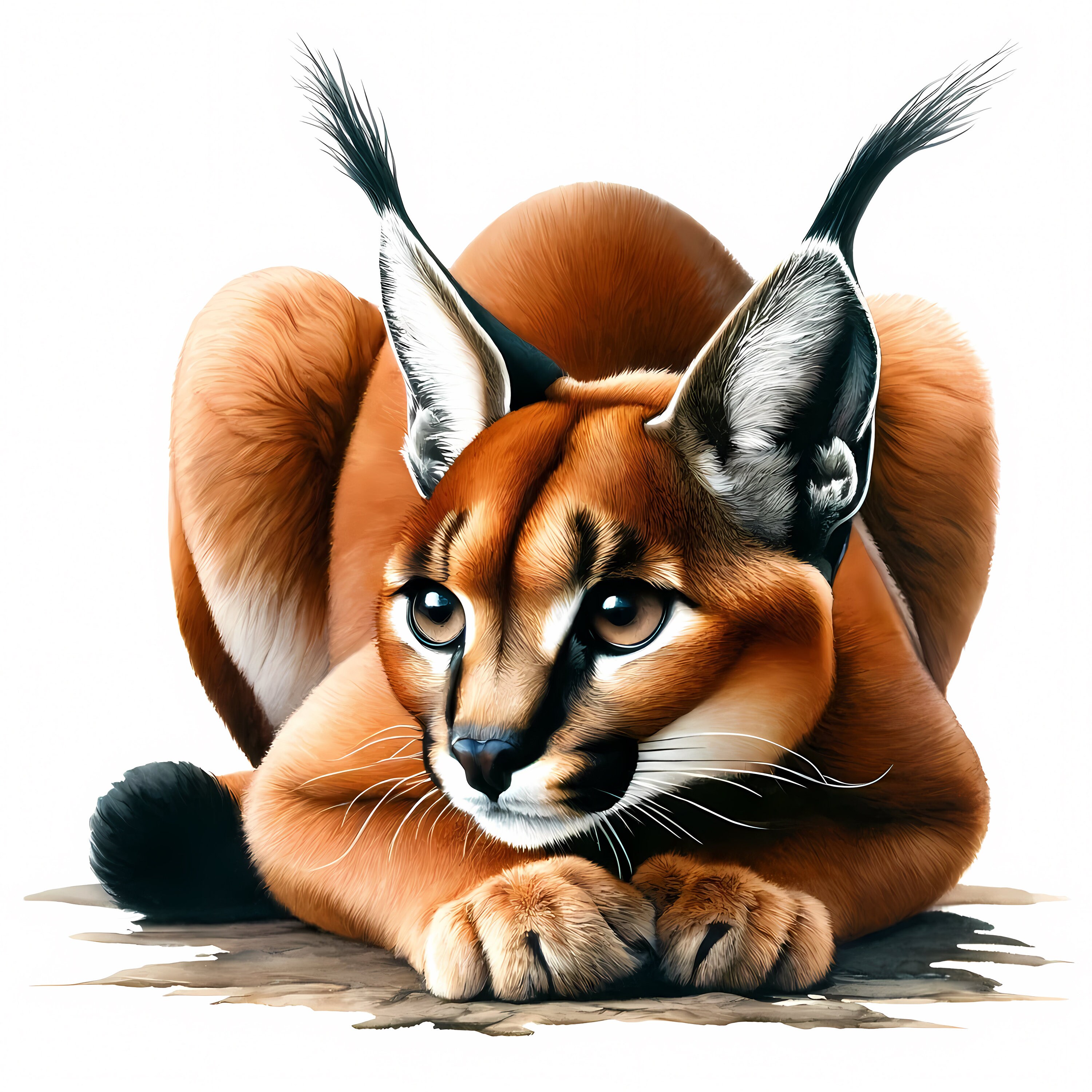 信州まなぶ ポスター Caracal Artwork Caracal Print: Original Wildlife Art, Big Cat Decor (8x10 Inches