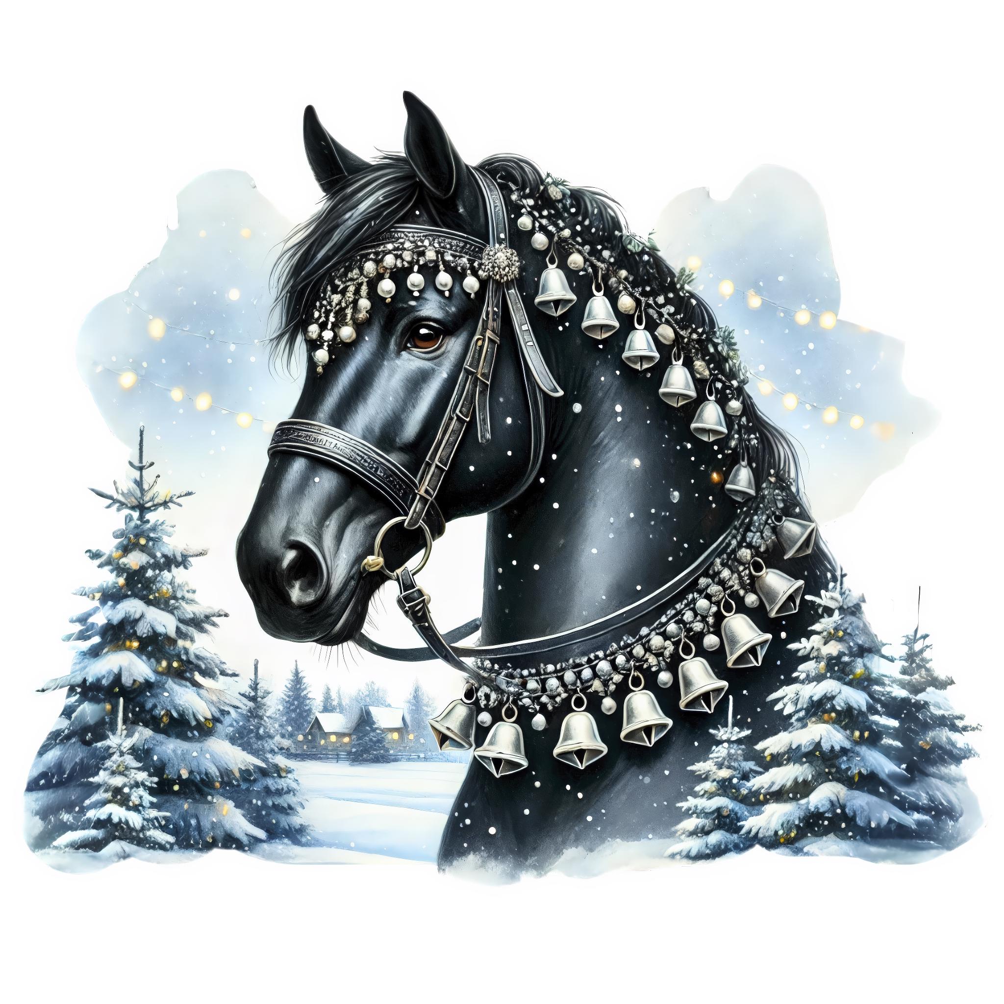 Christmas Horse Clipart Bundle: Festive Holiday Horses (digital ...